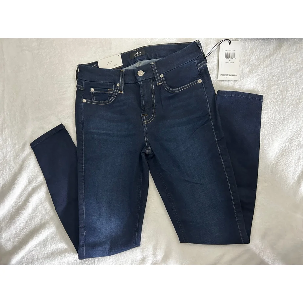 7 For All Mankind Ankle Skinny Slim Illusion Luxe Jeans Size 26 NWT
